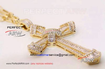 Perfect Replica High Quality All Diamonds Gold Crux Necklace For Sale